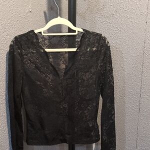 Elegant Black Shear Lace Women's Top